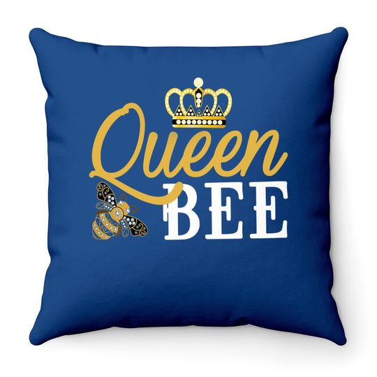 Queen Bee Crown Throw Pillow Cute Gift For Woman Beekeeper Throw Pillow