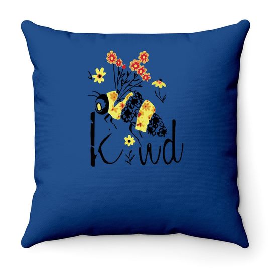 Bee Kind Graphic Floral Throw Pillow