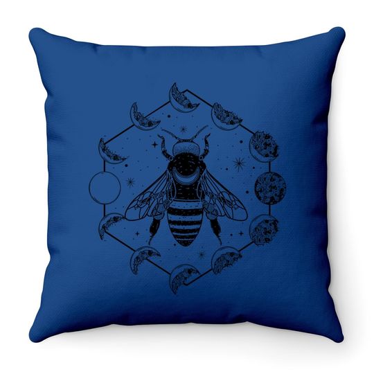 Mystical Moon Bee Throw Pillow Moon Phases Full Moon Throw Pillow Bee Mystical Moon Phase Throw Pillow