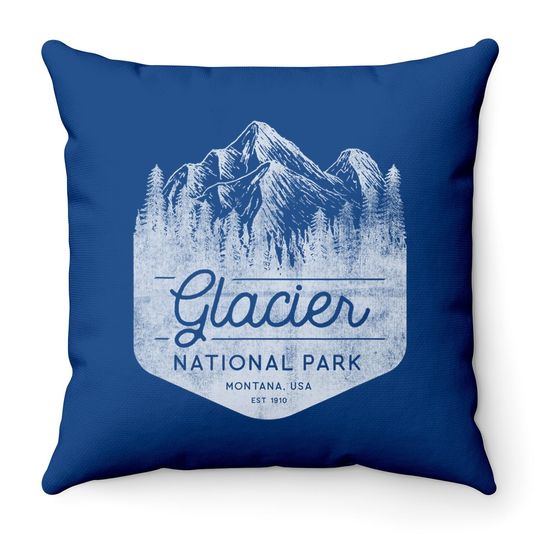 Family Vacation Design - Glacier National Park Throw Pillow