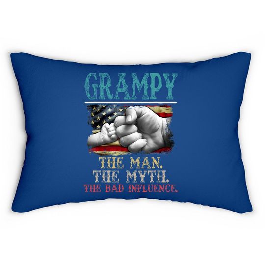Grampy The Man The Myth The Bad Influence American Flag Lumbar Pillow