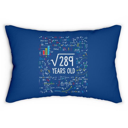 Square Root Of 289 17th Birthday 17 Year Old Gifts Math Bday Lumbar Pillow