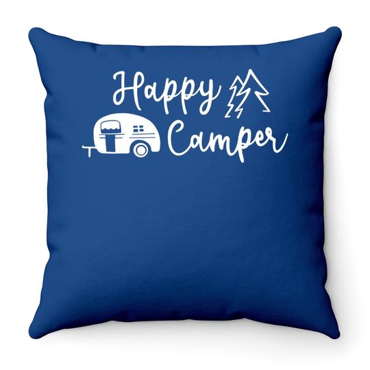 Hiking Camping Throw Pillow For Funny Graphic Throw Pillow Throw Pillow Happy Camper Letter Print Casual Throw Pillow Tops