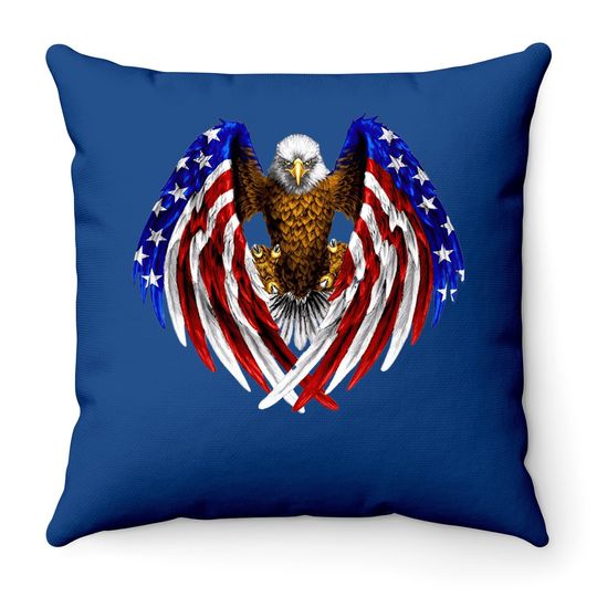 American Eagle Patriot Throw Pillow Us Flag With Eagle Gift Throw Pillow Premium Throw Pillow