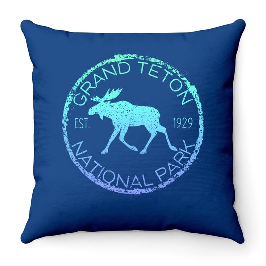 Grand Teton National Park Weathered Moose Design Souvenir Throw Pillow