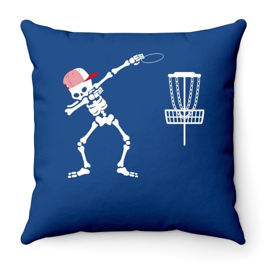 Dabbing Skeleton Wear Hat Disc Golf Player Halloween Costume Throw Pillow