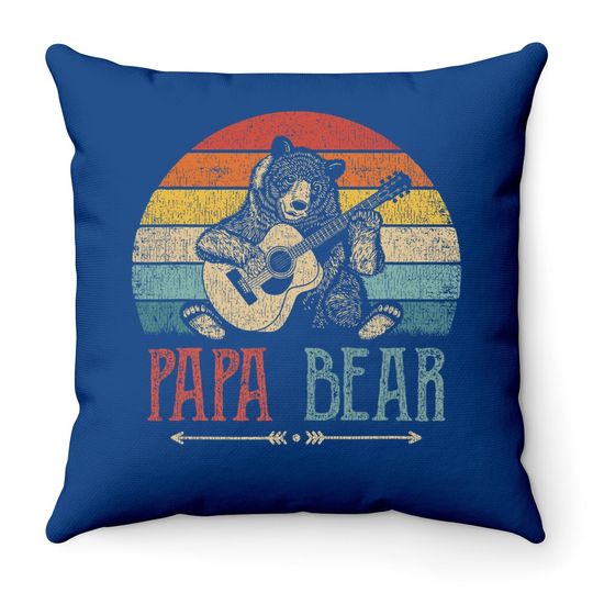 Papa Bear Funny Guitar Throw Pillow For Men