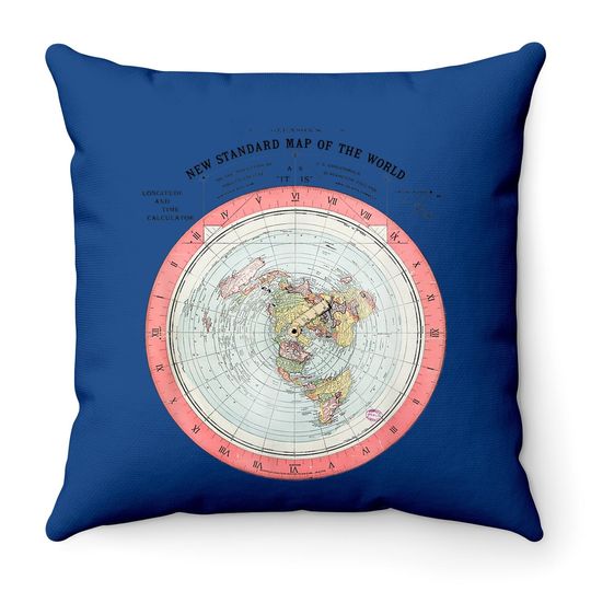 Flat Earth Theory World Map - Funny Conspiracy Theory Throw Pillow Throw Pillow