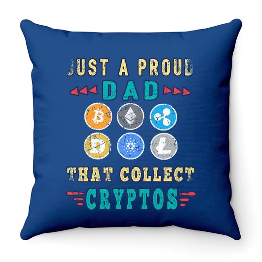 Crypto Dad Bitcoin Coin Hodl Funny Cryptocurrency Papa Throw Pillow