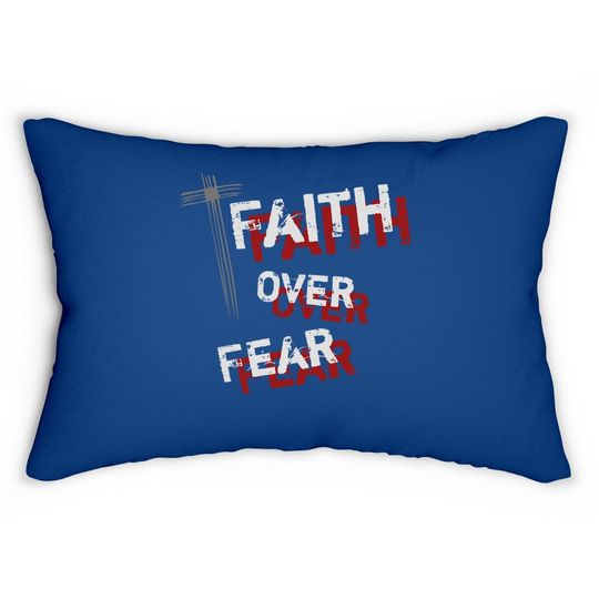 Inspirational Christian Cross Faith Over Fear Lumbar Pillow