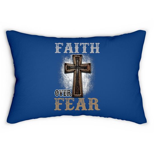 Faith Over Fear Wood Cross Religion Lumbar Pillow Adult Lumbar Pillow