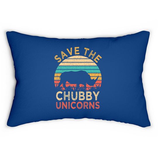 Save The Chubby Unicorns Vintage Funny Rhino Animal Rights Lumbar Pillow