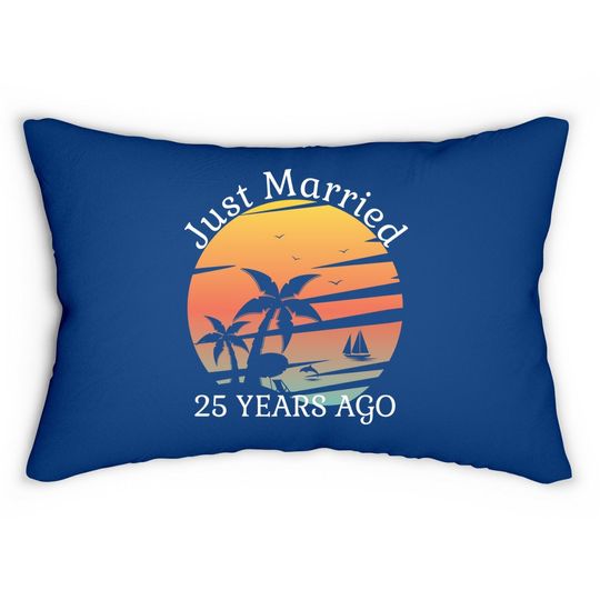 25th Wedding Anniversary Cruise Just Married 25 Years Lumbar Pillow