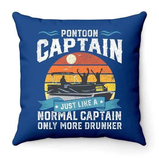 Funny Pontoon Captain Boat Lake Boating Beer Gift For Dad Throw Pillow