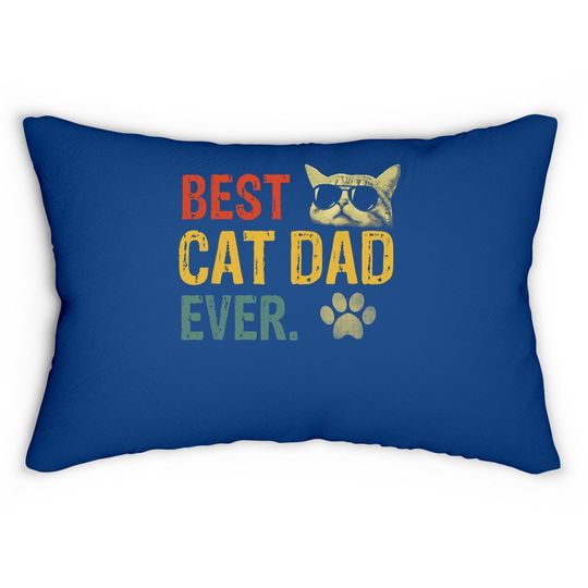 Vintage Best Cat Dad Ever Lumbar Pillow Cat Daddy Gift Lumbar Pillow