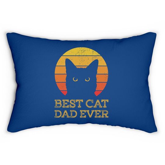 Best Cat Dad Ever Vintage Funny Cat Daddy Fathers Day Lumbar Pillow