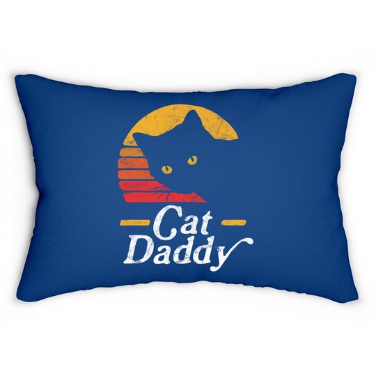 Cat Daddy Vintage Eighties Style Cat Retro Distressed Lumbar Pillow