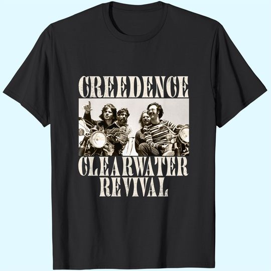 Creedence Clearwater Revival American Rock Band Bikes Photo Adult Short Sleeve T-Shirt Graphic Tee