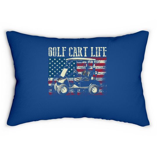 Cool Golf Cart Vintage Us Flag Funny Golfing Gift Lumbar Pillow