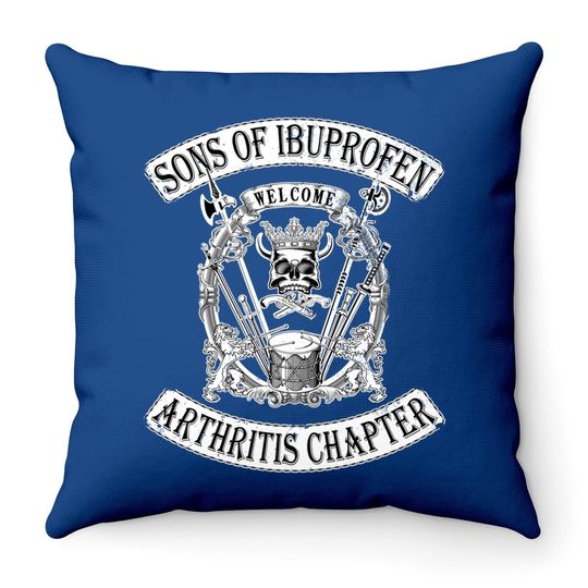 Sons Of Ibuprofen Arthritis Chapter: Funny Old Biker Throw Pillow Throw Pillow