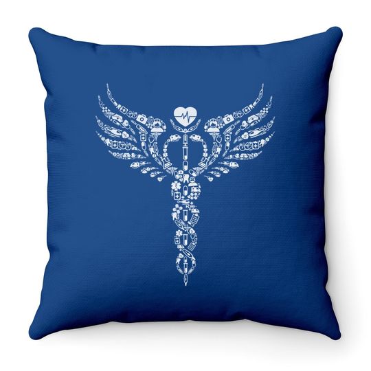 Nurse Caduceus Medical Symbol Nursing Logo Gift Throw Pillow