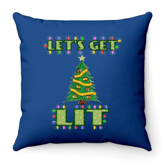 Lets Get Lit Christmas Throw Pillow Its Drinking Dirty Adult Pajama Throw Pillow