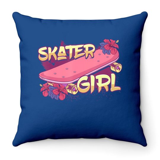 Skater Girl Skateboard Skateboarding Throw Pillow