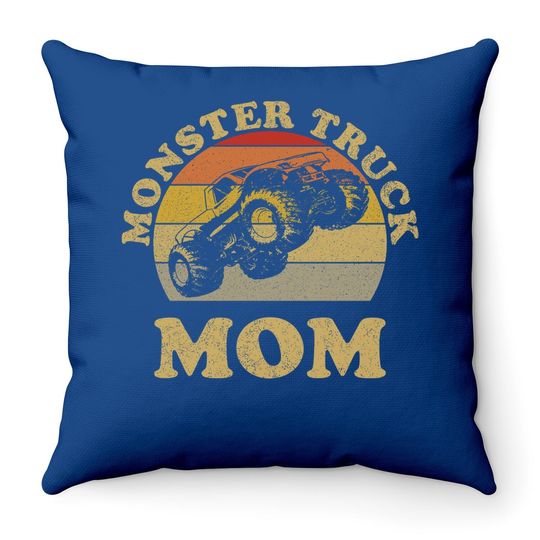 Monster Truck Mom Retro Vintage Monster Truck Throw Pillow Throw Pillow