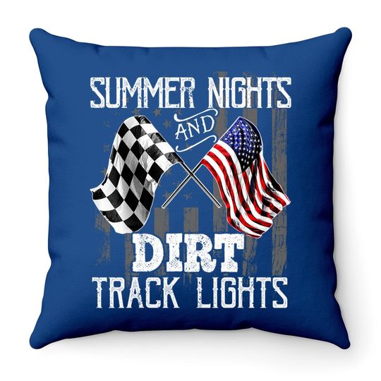 Summer Nights Dirt Track Lights Racing Motocross Gift Throw Pillow