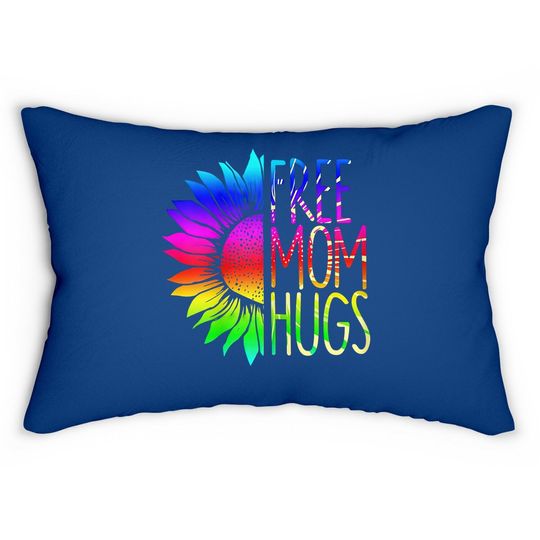 Free Mom Hugs Lumbar Pillow - Lgbt Rainbow Sunflower Lumbar Pillow Lumbar Pillow