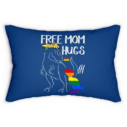 Free Mom Hugs Lgbt Pride Mama Dinosaur Rex Lumbar Pillow Gift