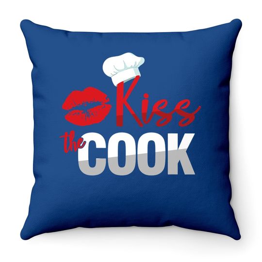 Funny Kiss The Culinary Chef Cook Baker Throw Pillow Throw Pillow