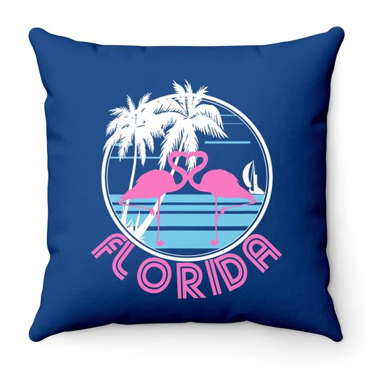 Florida Strong Throw Pillow Pink Flamingo Heart