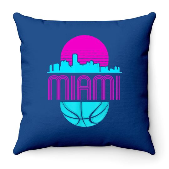 Miami Throw Pillow Florida Cityscape Retro