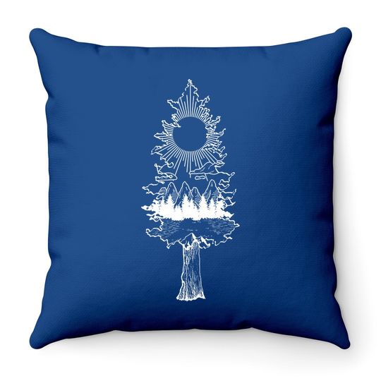 Classy Mood Pine Tree Throw Pillow Nature Lover Camping Hiking Adventure Outdoors Throw Pillow