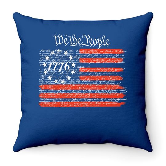 Country Life We The People American Flag Constitution Navy Blue Throw Pillow