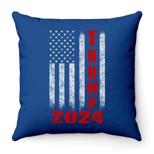 American Flag Design Trump 2024 Throw Pillow