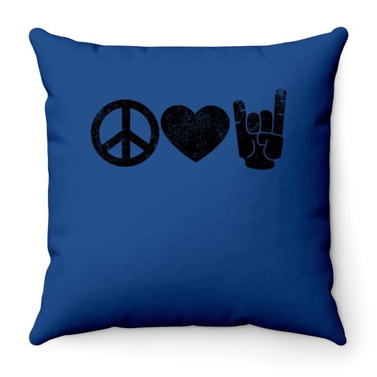 Peace Love Rock And Roll Throw Pillow