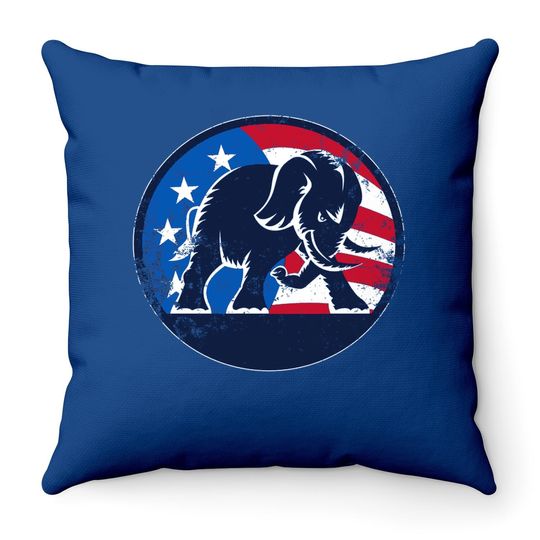 Shirtinvaders Republican Party Elephant Logo - Distressed Print Throw Pillow