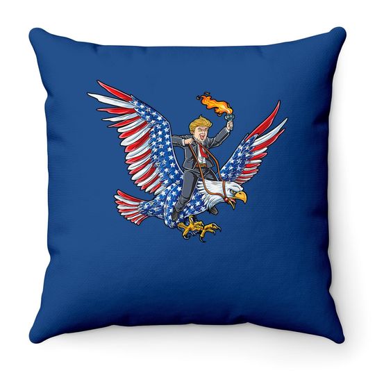 Trump Eagle 4th Of July Throw Pillow Boys American Flag Gift Throw Pillow