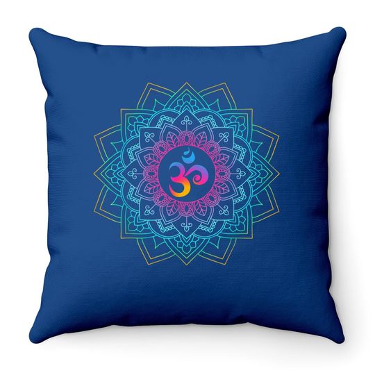 Om Meditations Mandalas Yoga Throw Pillow