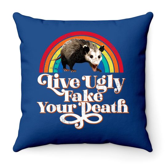 Retro Live Ugly Possum Fake Your Death Throw Pillow