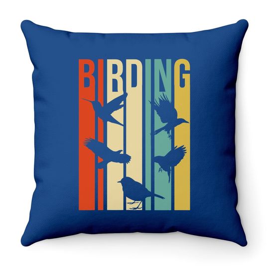 Vintage Style Birding Throw Pillow For Birders With Birds