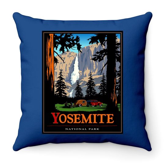 Yosemite Throw Pillow Vintage National Park Throw Pillow