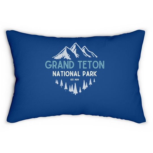 Grand Teton National Park Est 1929 Vintage National Park Wy Lumbar Pillow