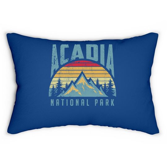 Acadia National Park Maine Mountains Retro Lumbar Pillow