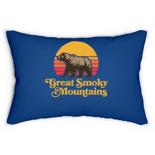 Retro Great Smoky Mountains National Park Bear 80s Graphic Lumbar Pillow