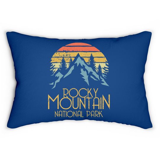 Vintage Rocky Mountains National Park Colorado Retro Lumbar Pillow