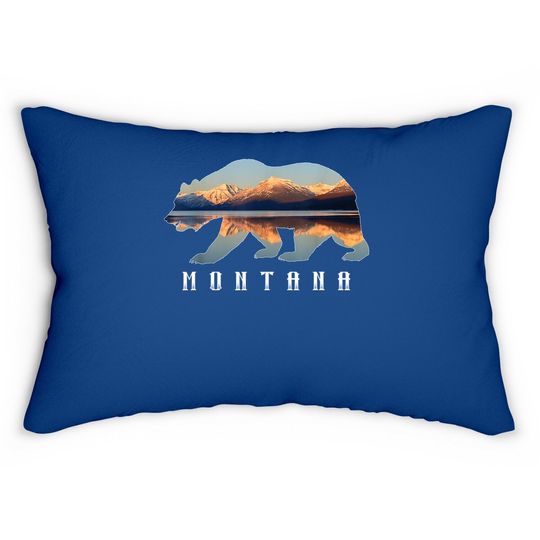 Montana Bear With Glacier National Park Lake Image Souvenir Lumbar Pillow