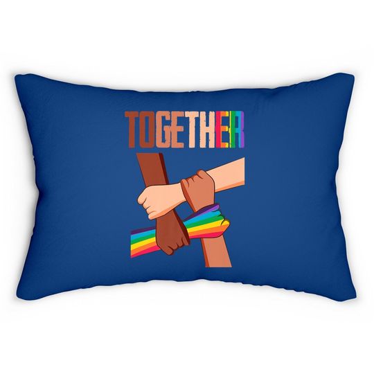 Equality Social Justice Human Rights Together Rainbow Hands Lumbar Pillow